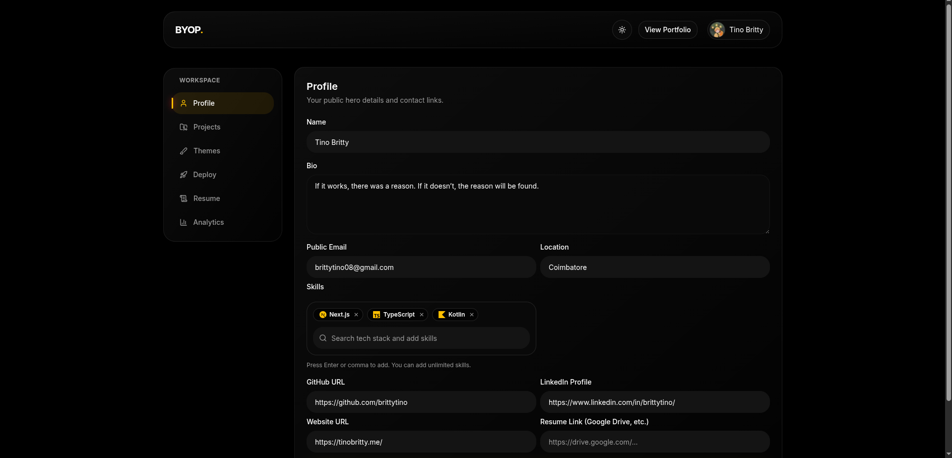 Profile editor