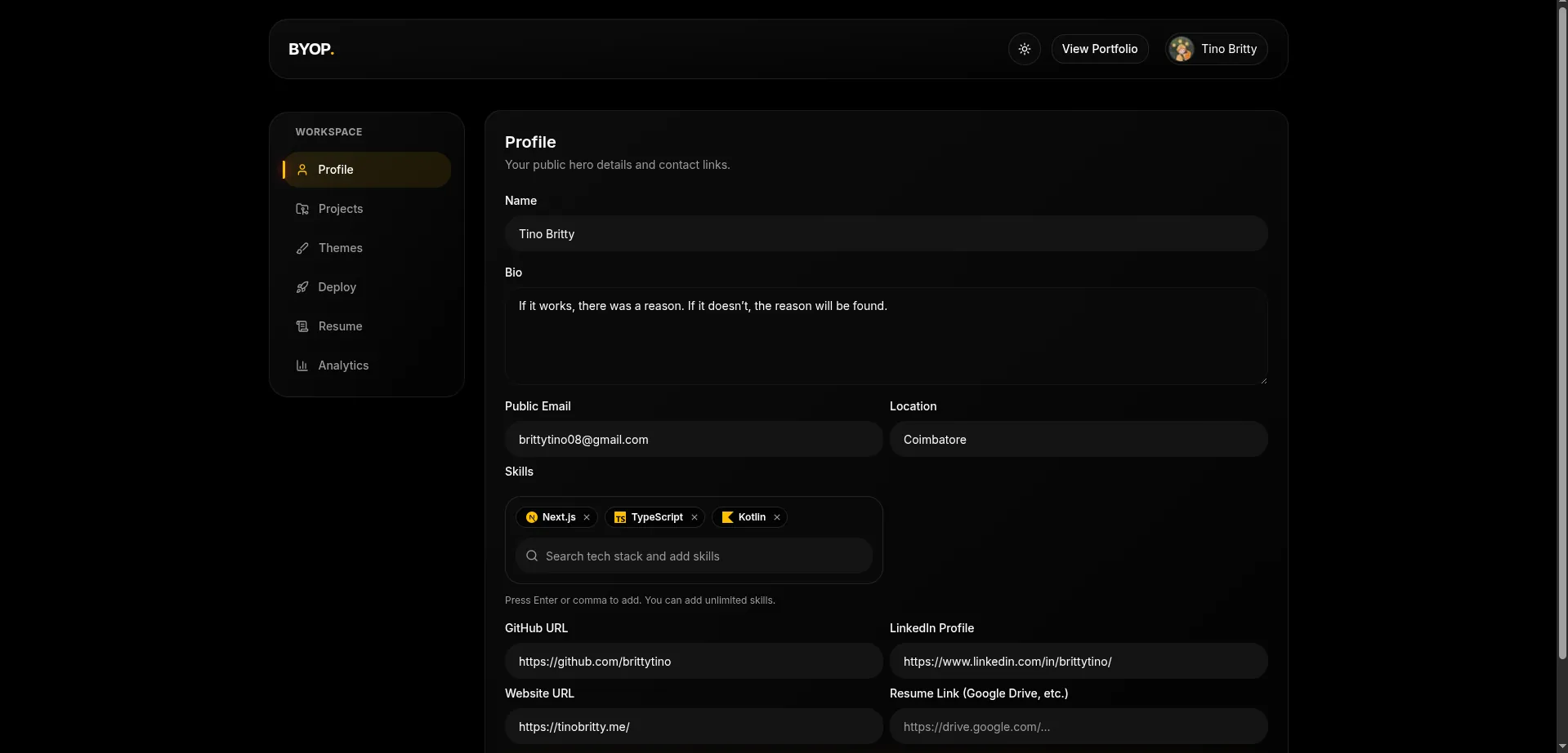 Profile editor