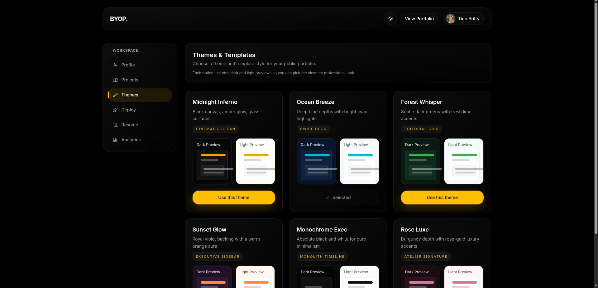 Theme selection