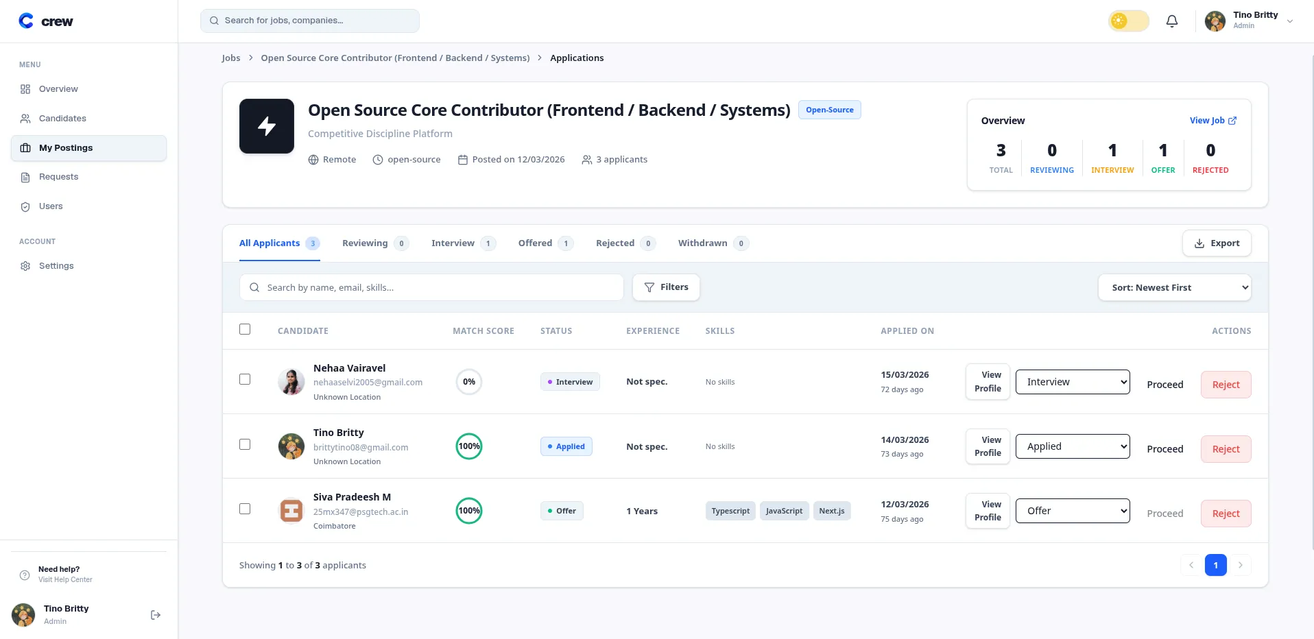 Hiring access verification